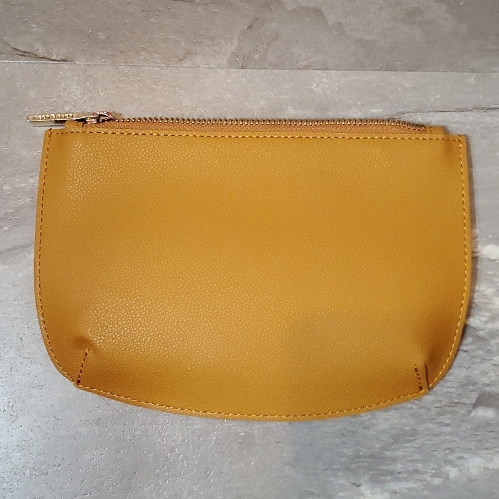 NWOT Love & Lore small thin zip pouch. Vegan leather (faux). Tan/mustard yellow. - Picture 2 of 7